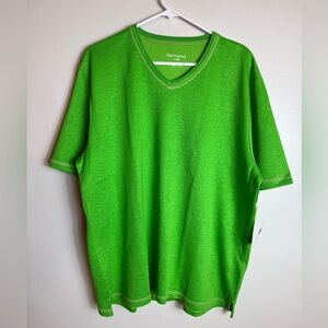 Paul Fredrick Linen Cotton Blend Mens V-Neck Tee Shirt Green NWT XL KST09S